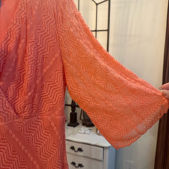 Coral and lace dress. NWT - Picture 5 of 7